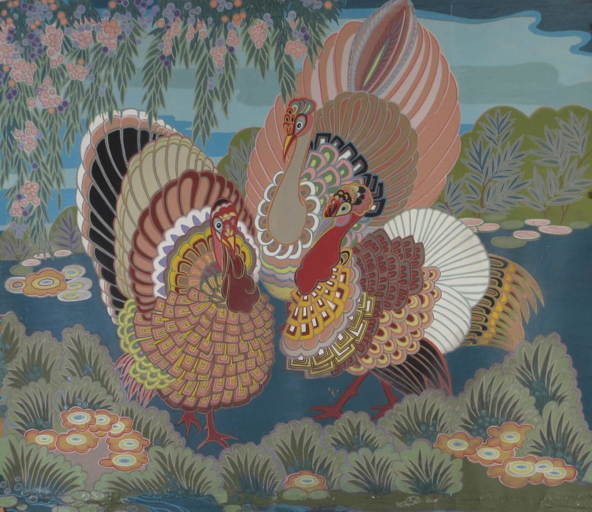 Three Turkeys by Yee Wah Jung Attributed 