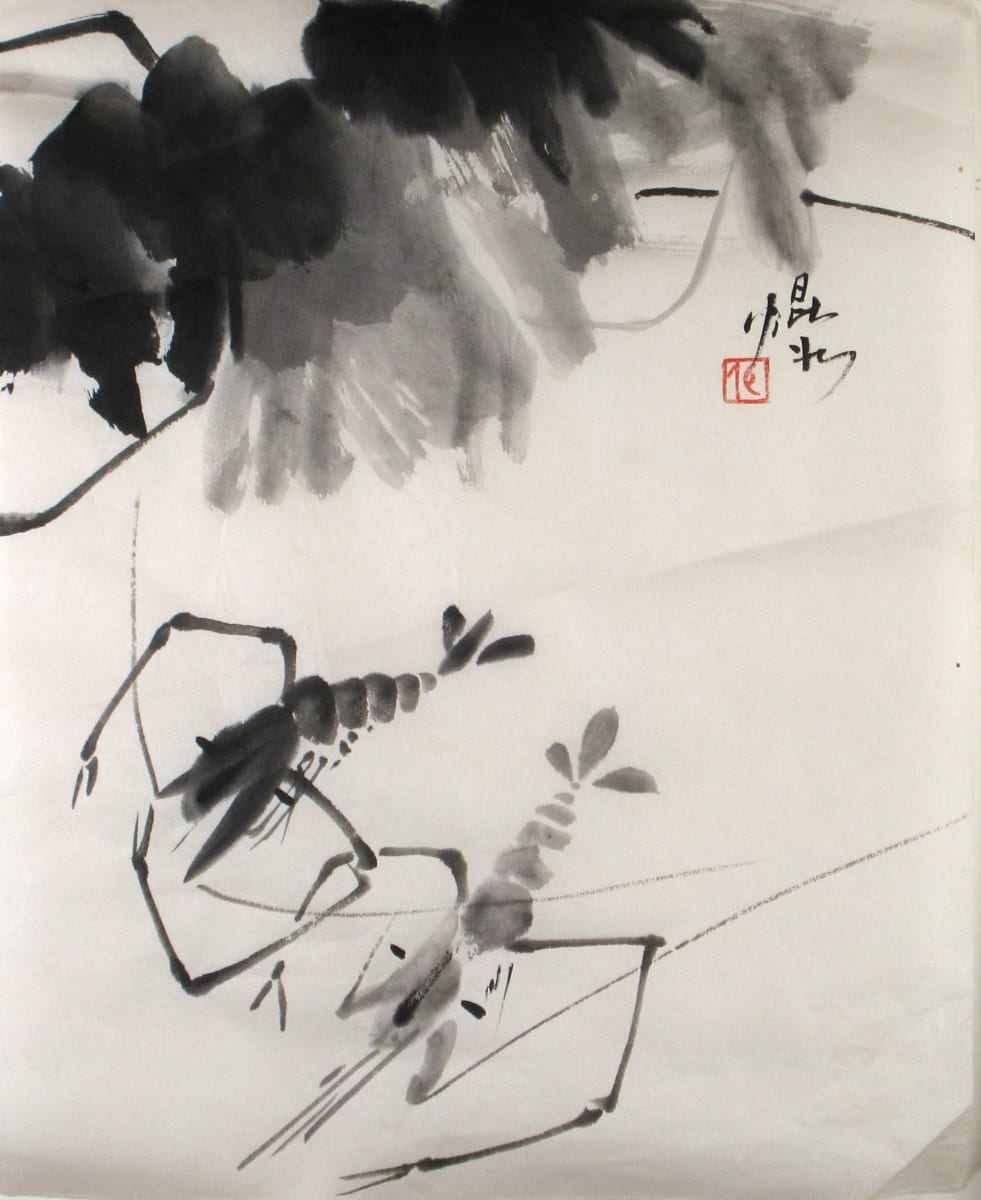 Prawn Below Lotus Leaves by Kwan Y. Jung 