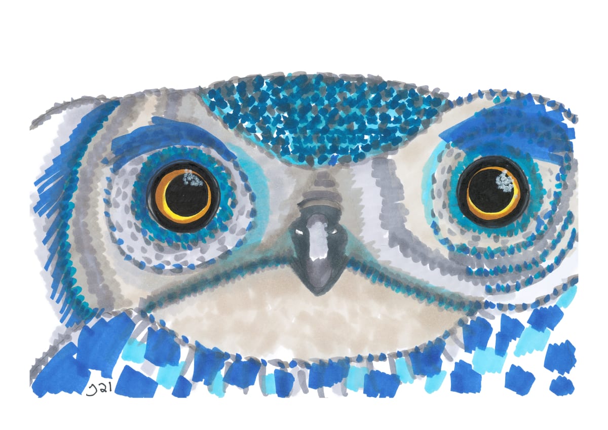 Basilia Blue Owl  Image: Art print