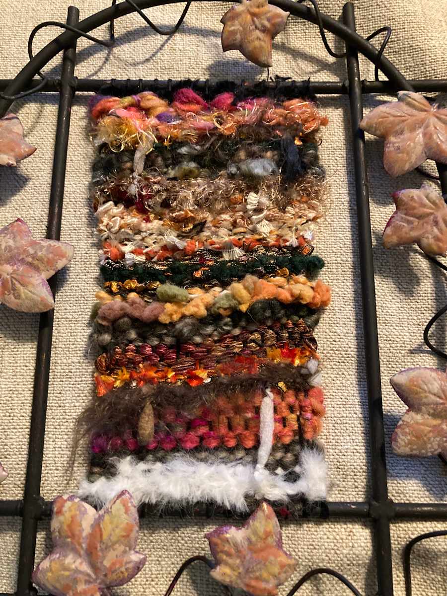 Its Fall You All Framed small Fiber Art Tapestry by Annette 