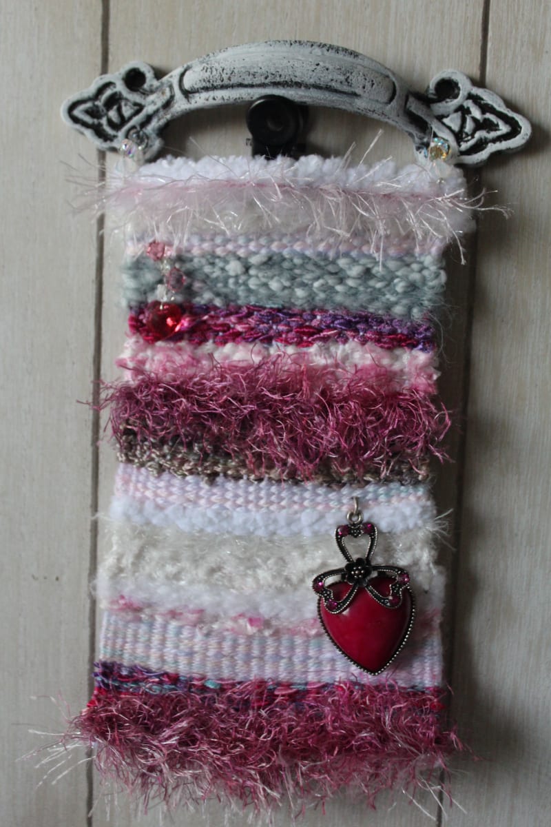 Pretty in Pink Mini Art Tapestry by Annette  Image: One of a kind PINK adorned with hearts