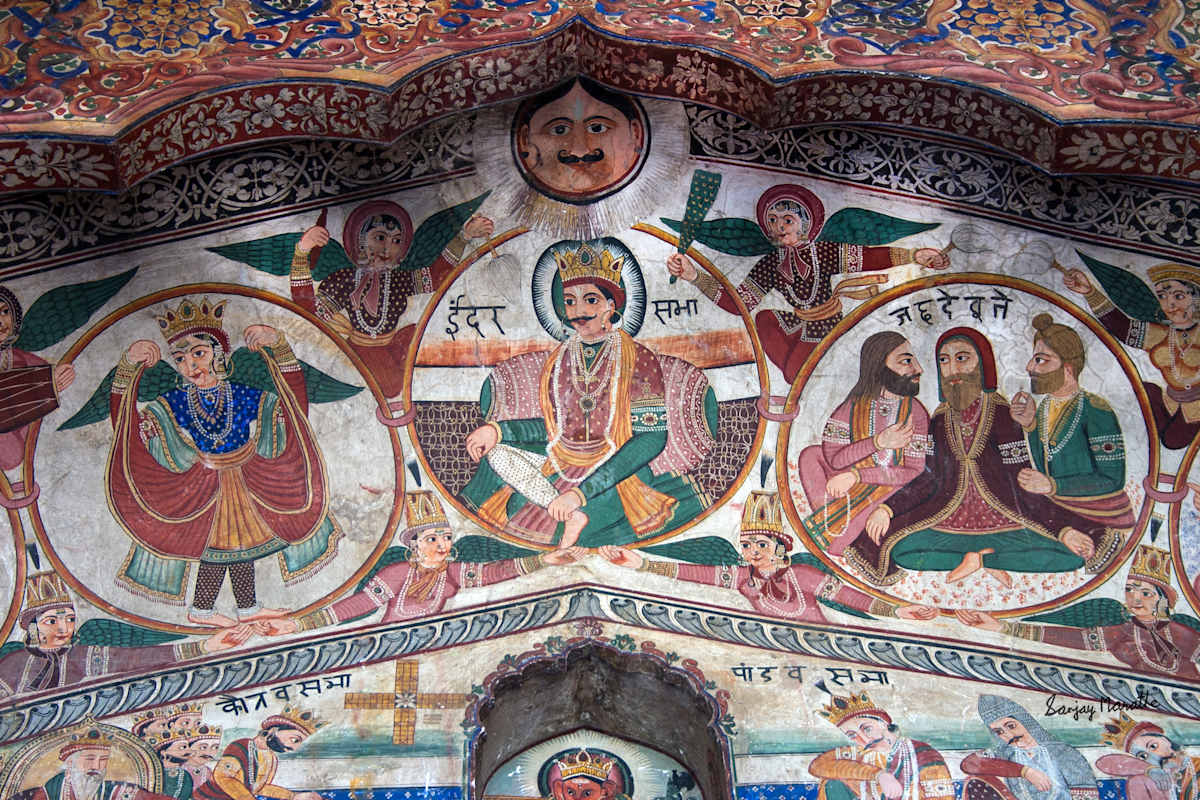 Indra Sabha Mural-2 Ram Rai Darbar Sahib, Dehradun by Sanjay Marathe  Image: A vibrant mural in the Guru Ram Rai Darbar Sahib in Dehradun, Uttarakhand, India. It showcases exquisite artistry, depicting scenes from mythology, history, and spiritual traditions. These centuries-old paintings, rich in detail and color, adorn the walls of this revered Sikh shrine, offering a glimpse into its cultural and artistic heritage.