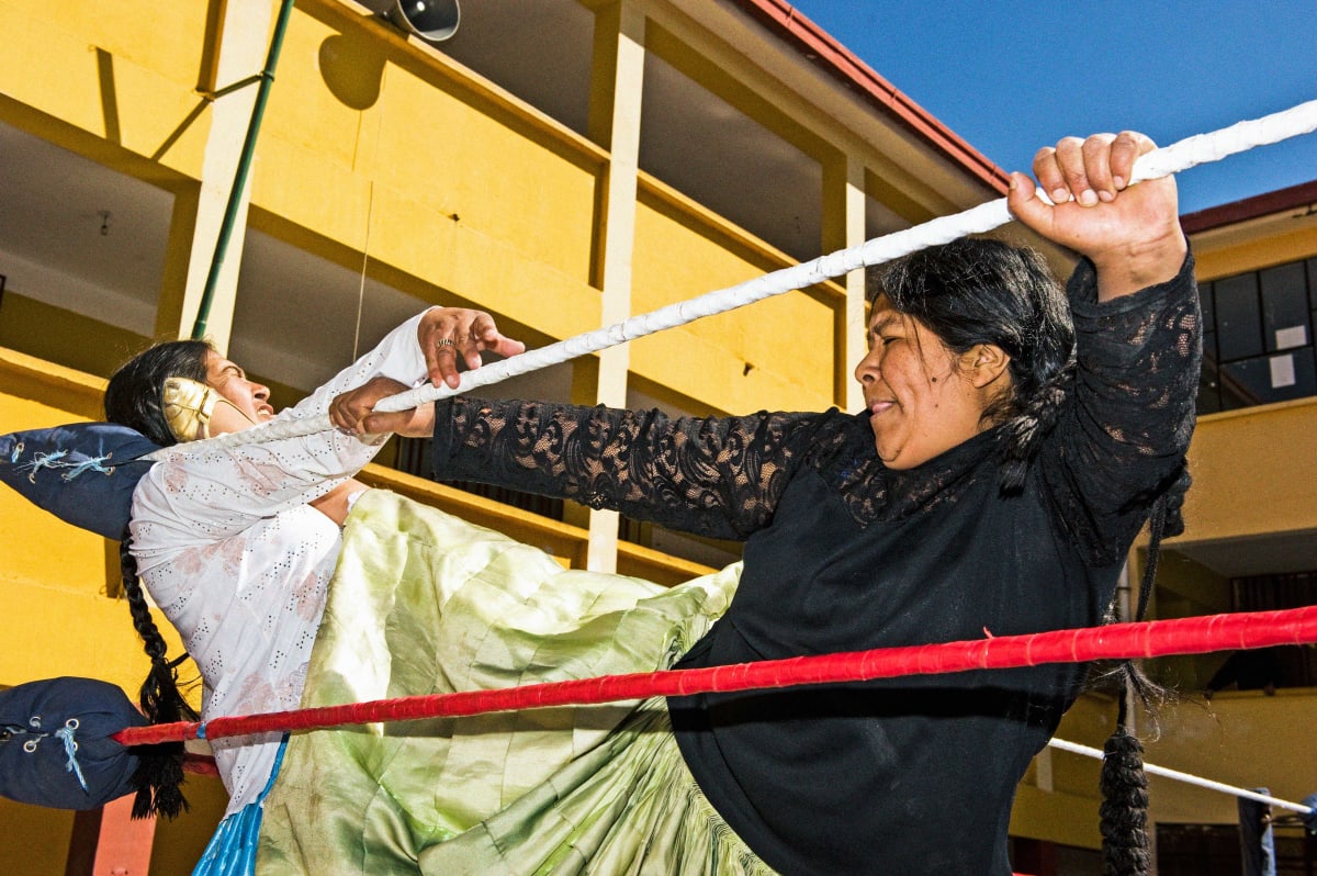Untitled  Image: Carmen Rosa corners Julia during a fundraiser match for the renovation of the bathrooms of the local school, where the match is taking place.