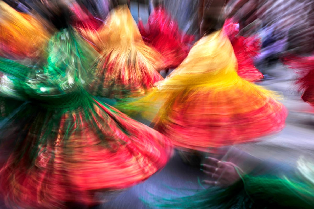 Untitled (Morenada)  Image: Cholita dancing the 'morenada', a traditional dance representative of Bolivian culture.