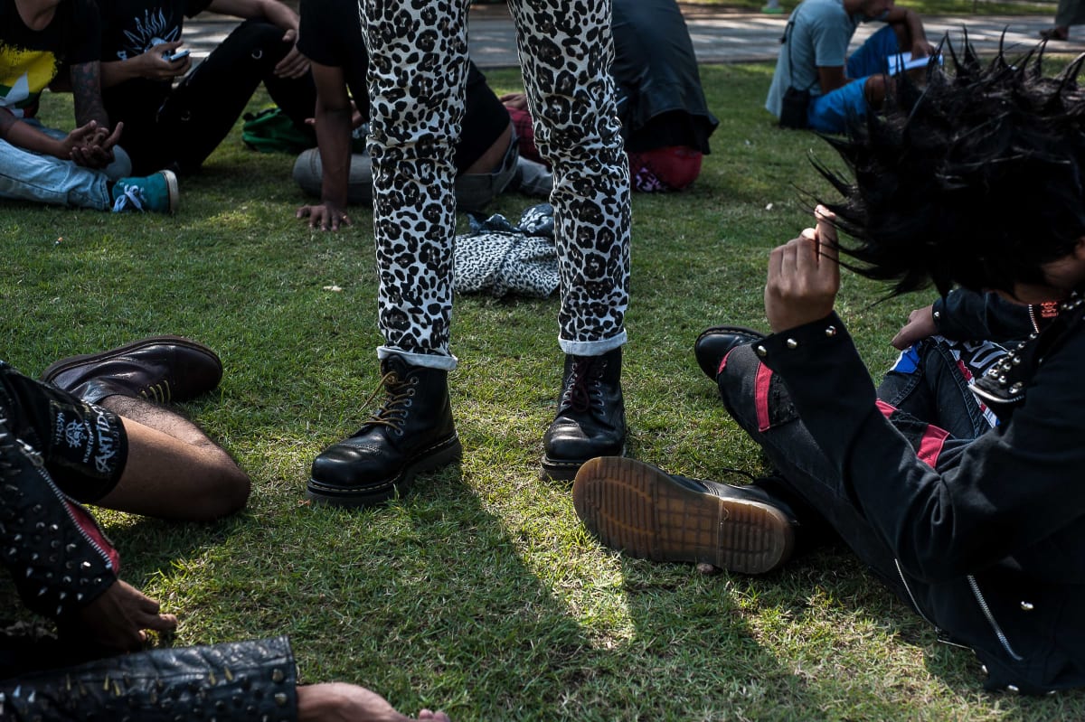 Untitled (Leopard Print)  Image: Group of punks in a park in Burma.