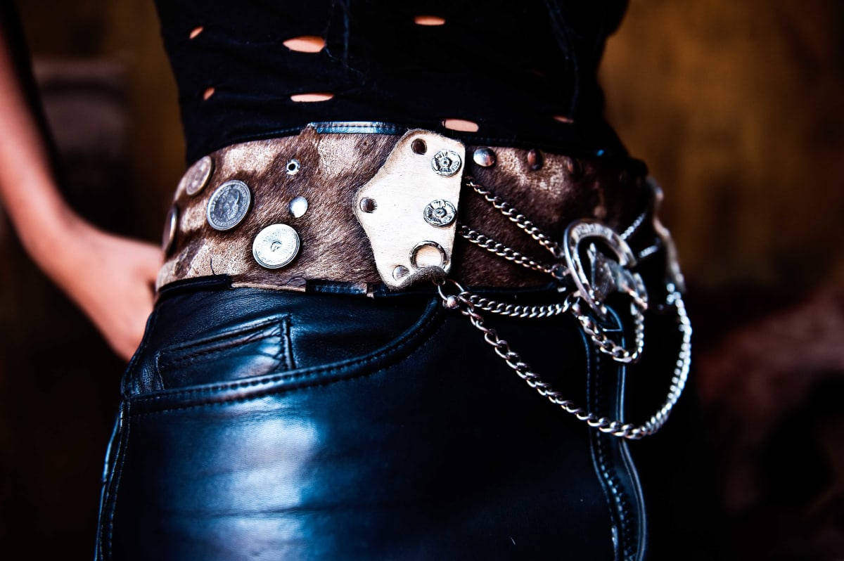 Untitled (Spaghetti Western)  Image: A woman wearing a cow leather belt.