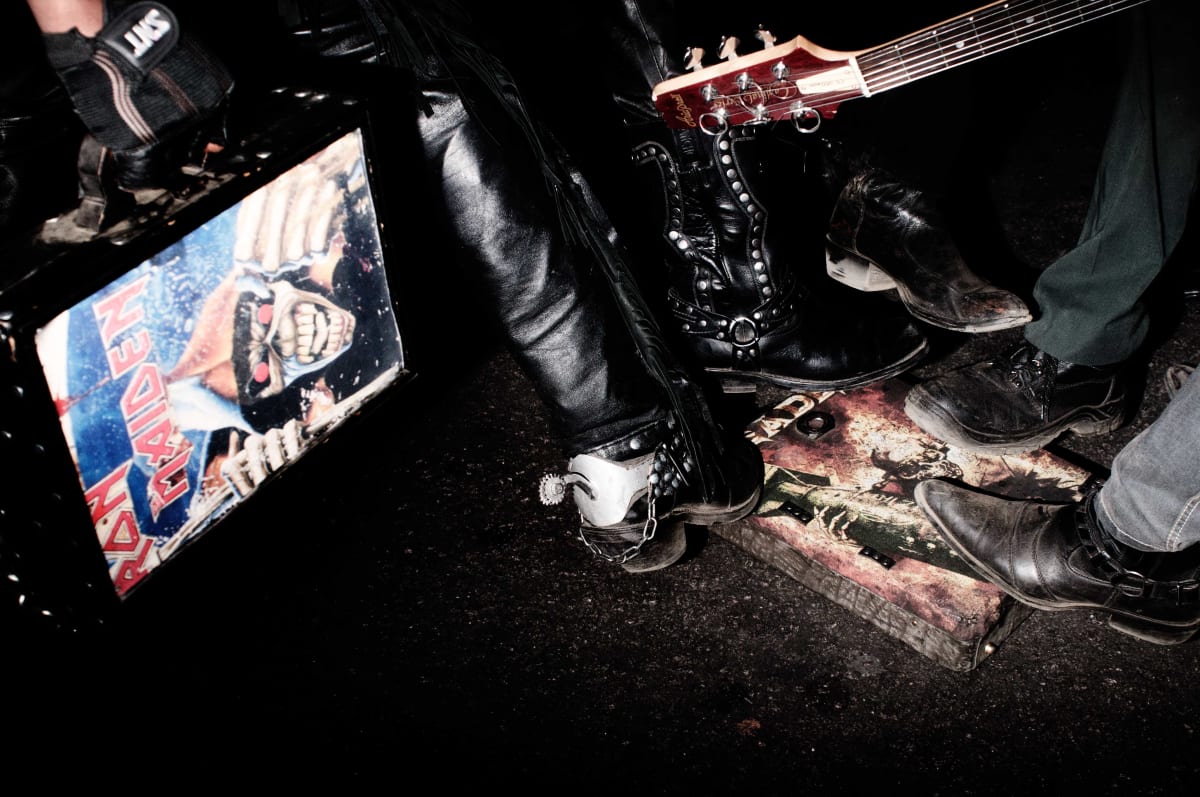 Untitled  Image: Details of the garments of a metal band.