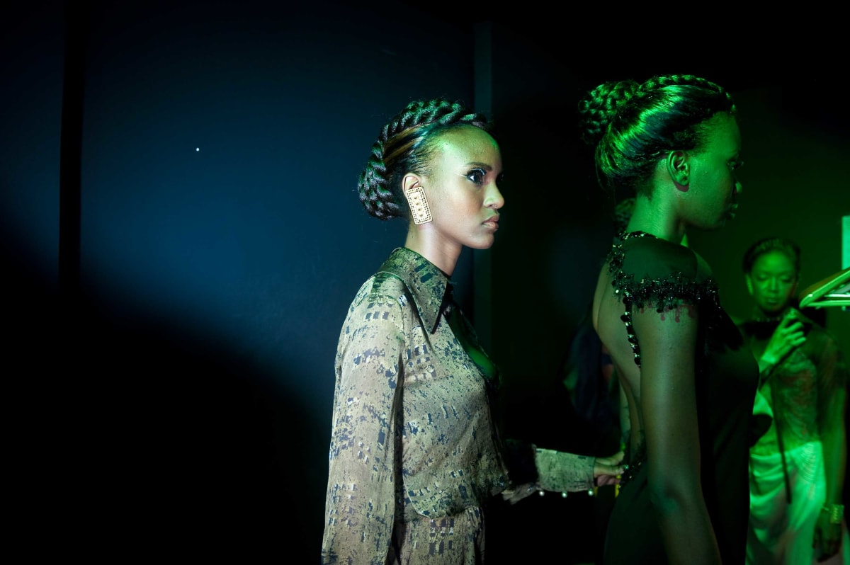 Untitled (Fashion Week #2)  Image: A model inside the backstage during the Dakar Fashion Week