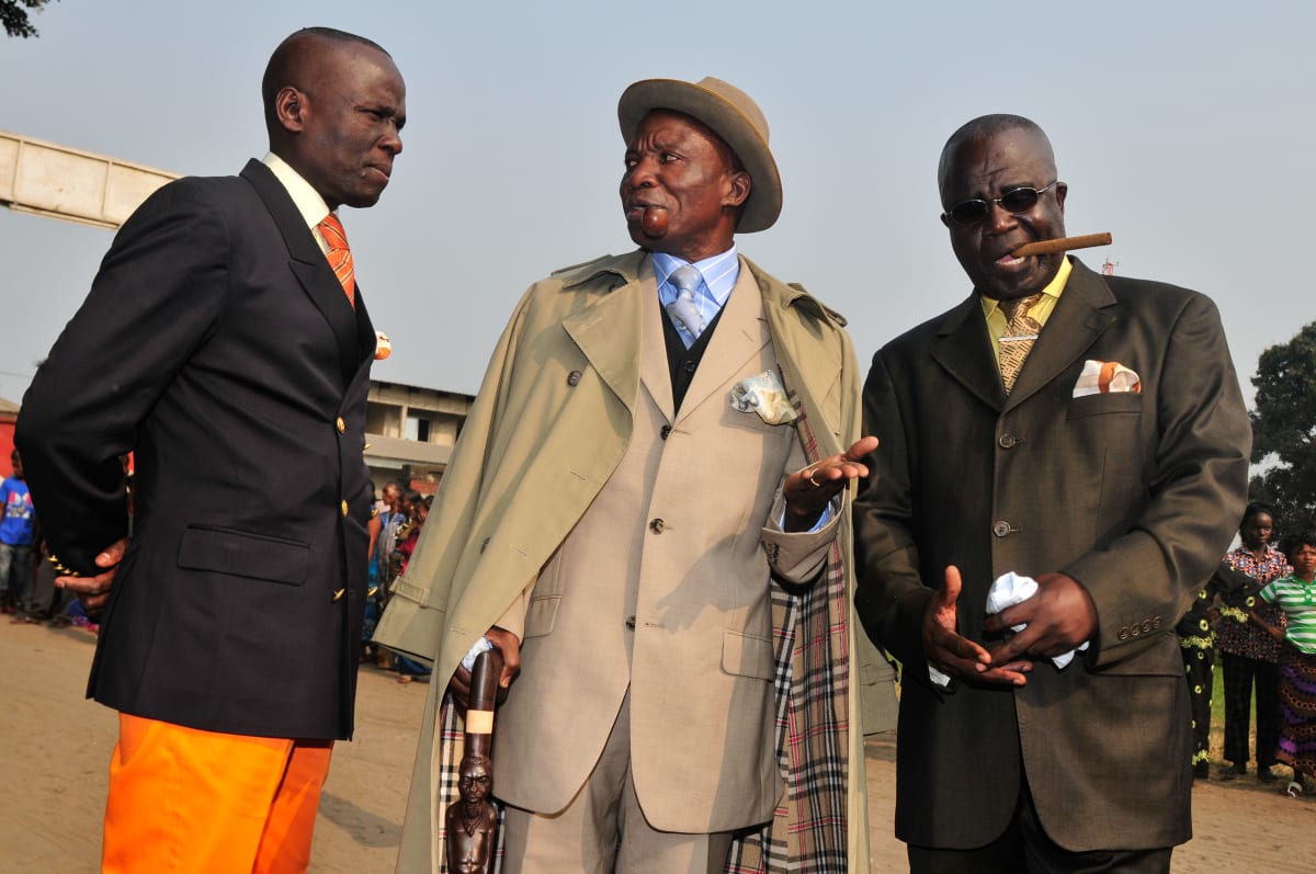 Untitled (Grand Sapeurs)  Image: Willy Covary (left), Severin Mayembo (center) and Germain Le Doyen (right): three 'Grand Sapeurs'. Brazzaville, Congo (2008)