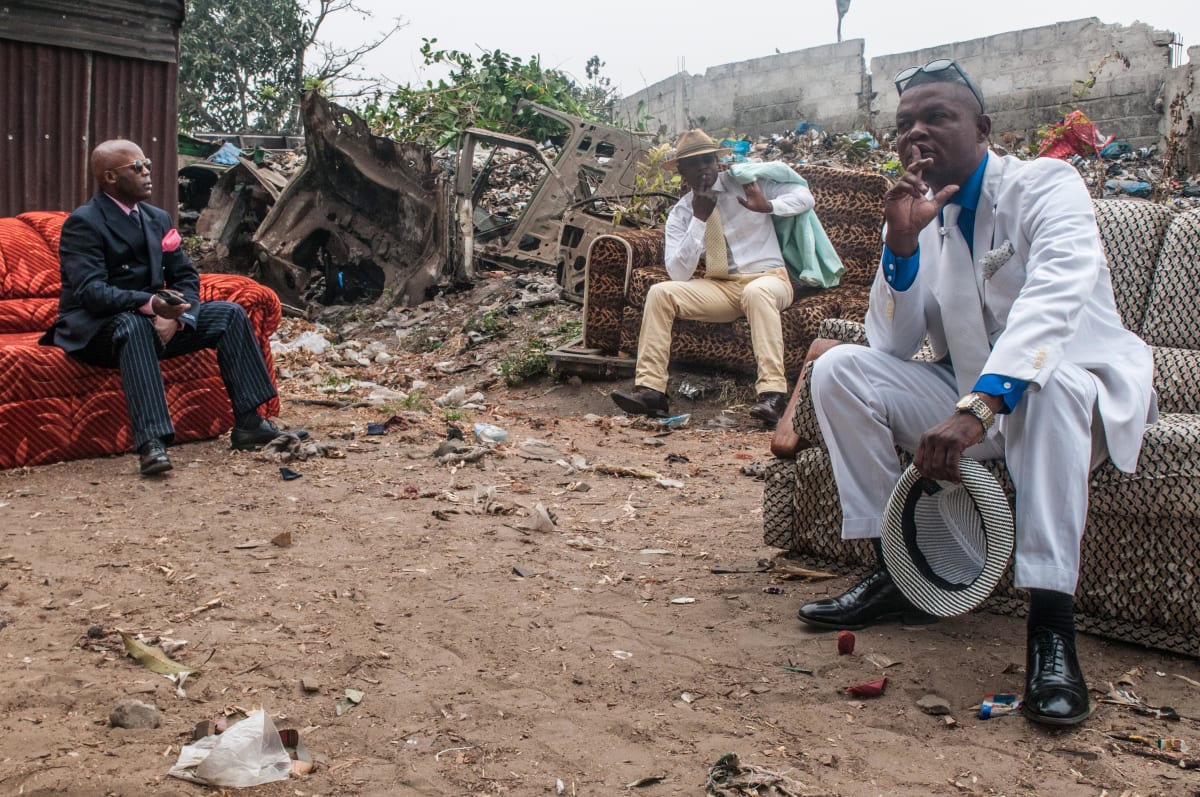 Untitled  Image: Mayembo, Dany Blaise and a friend sitting on three separate couches in an outdoor space. Brazzaville, Congo (2008)