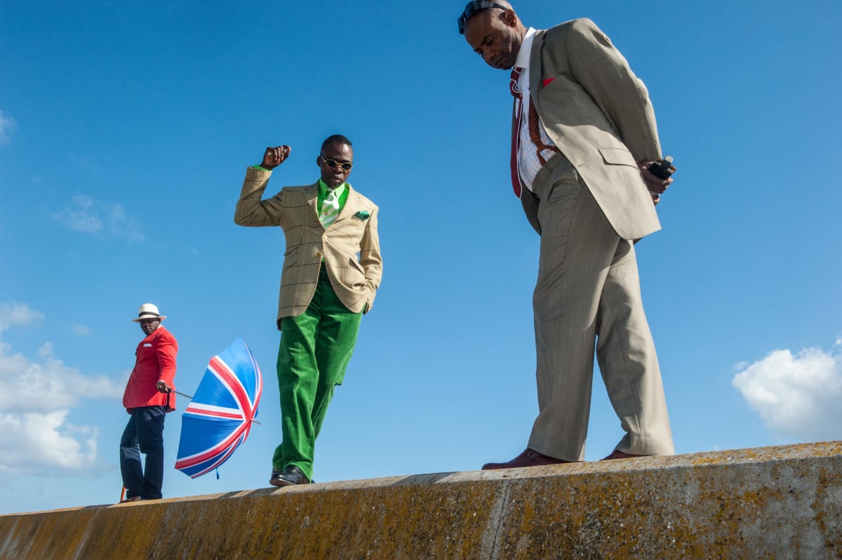 Untitled  Image: Dixy Ndalla and other two Sapeurs from the crew of Solange Knowles on the seafront of Cape Town, South Aftica (2012)