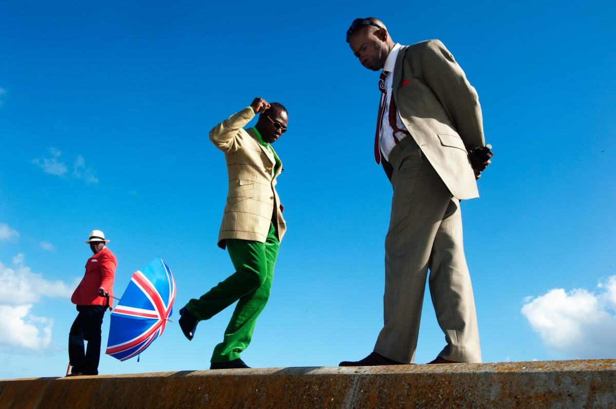 Untitled  Image: Dixy Ndalla and other two Sapeurs from the crew of Solange Knowles on the seafront of Cape Town, South Aftica (2012)