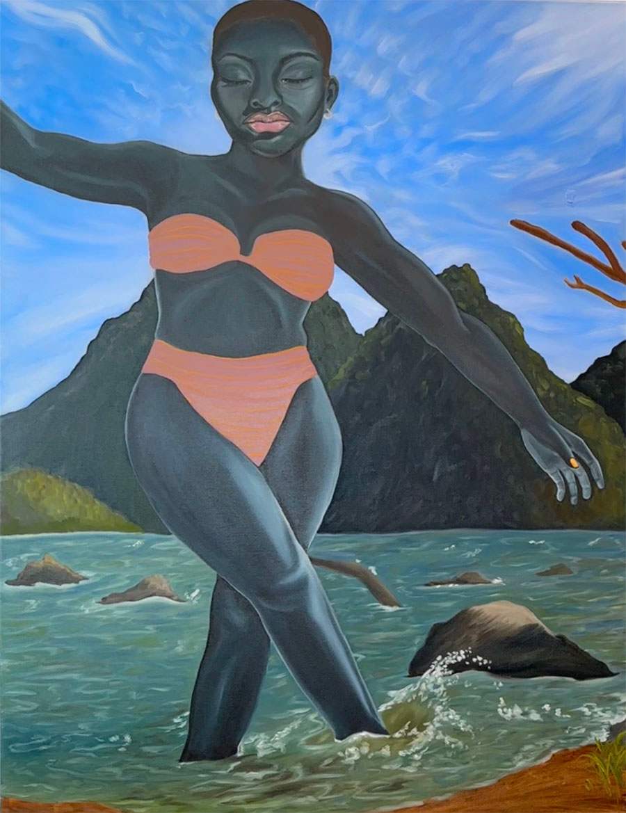 Soft Rivering My Way…to a Summer Sweet Like Cinnamon (Diptych) by Yewande Kotun Davis  Image: Soft Rivering My Way (Left)