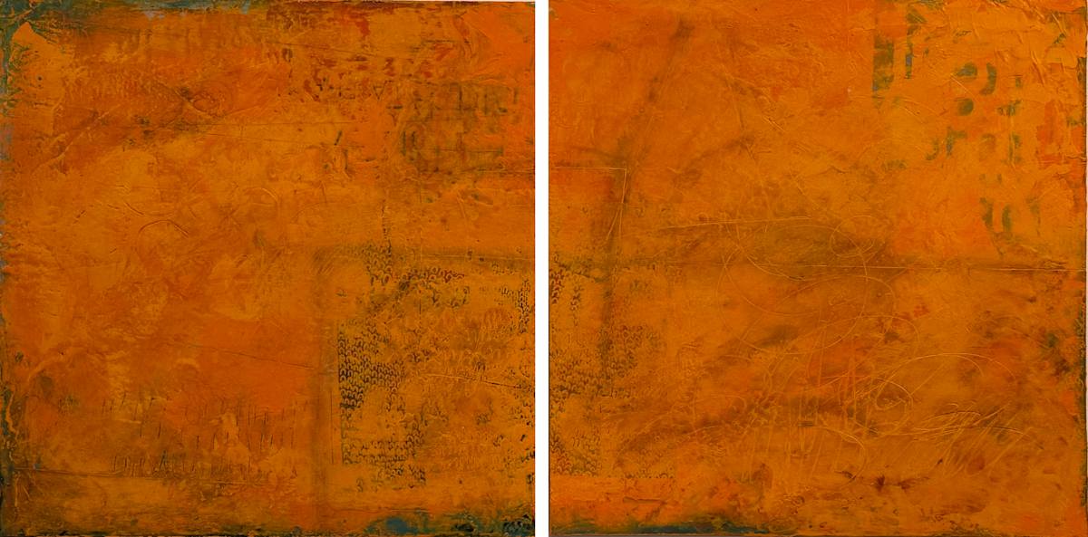 Orange Messy Diptych by Graceann Warn 