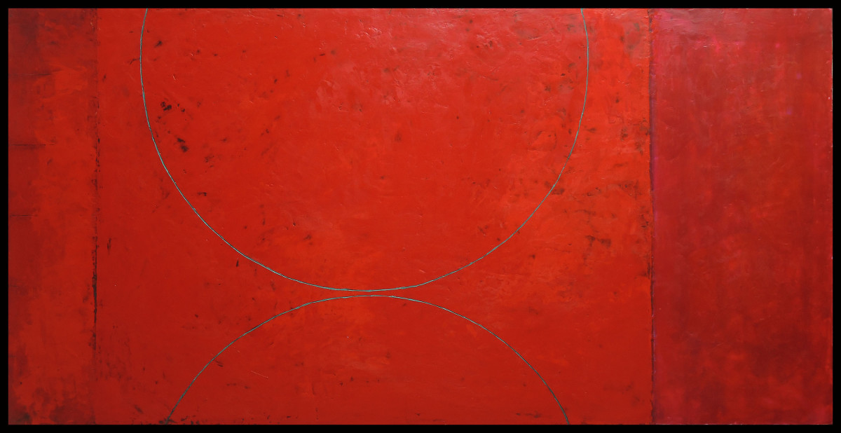 Red Arcs Painting by Graceann Warn 