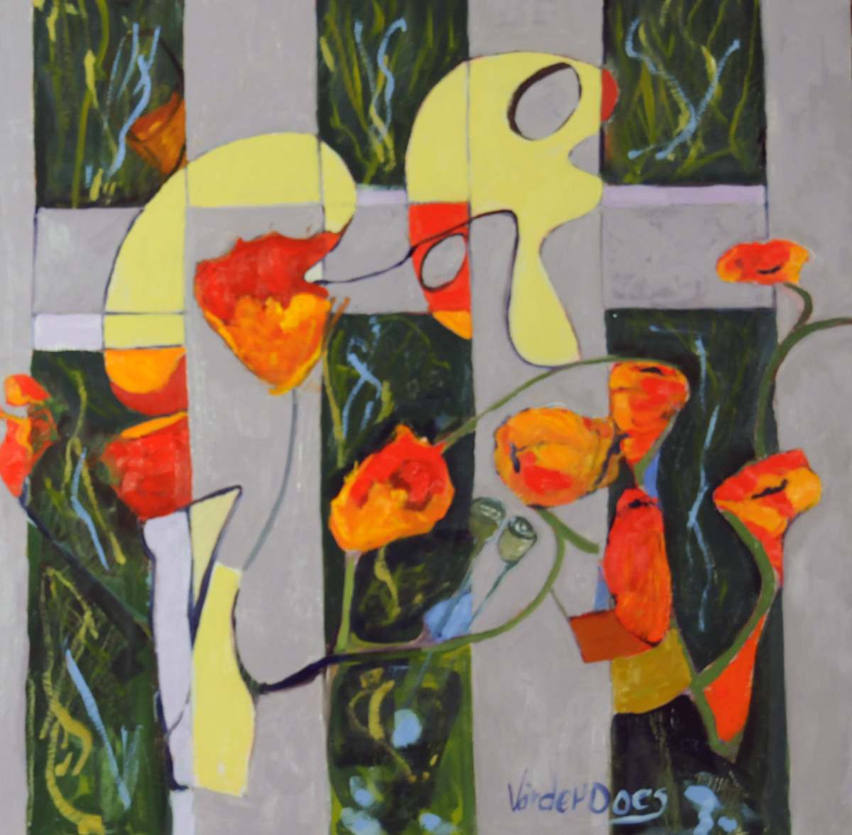 POPPIES ON A GRAY FENCE by Ken VanderDoes, Image 1.