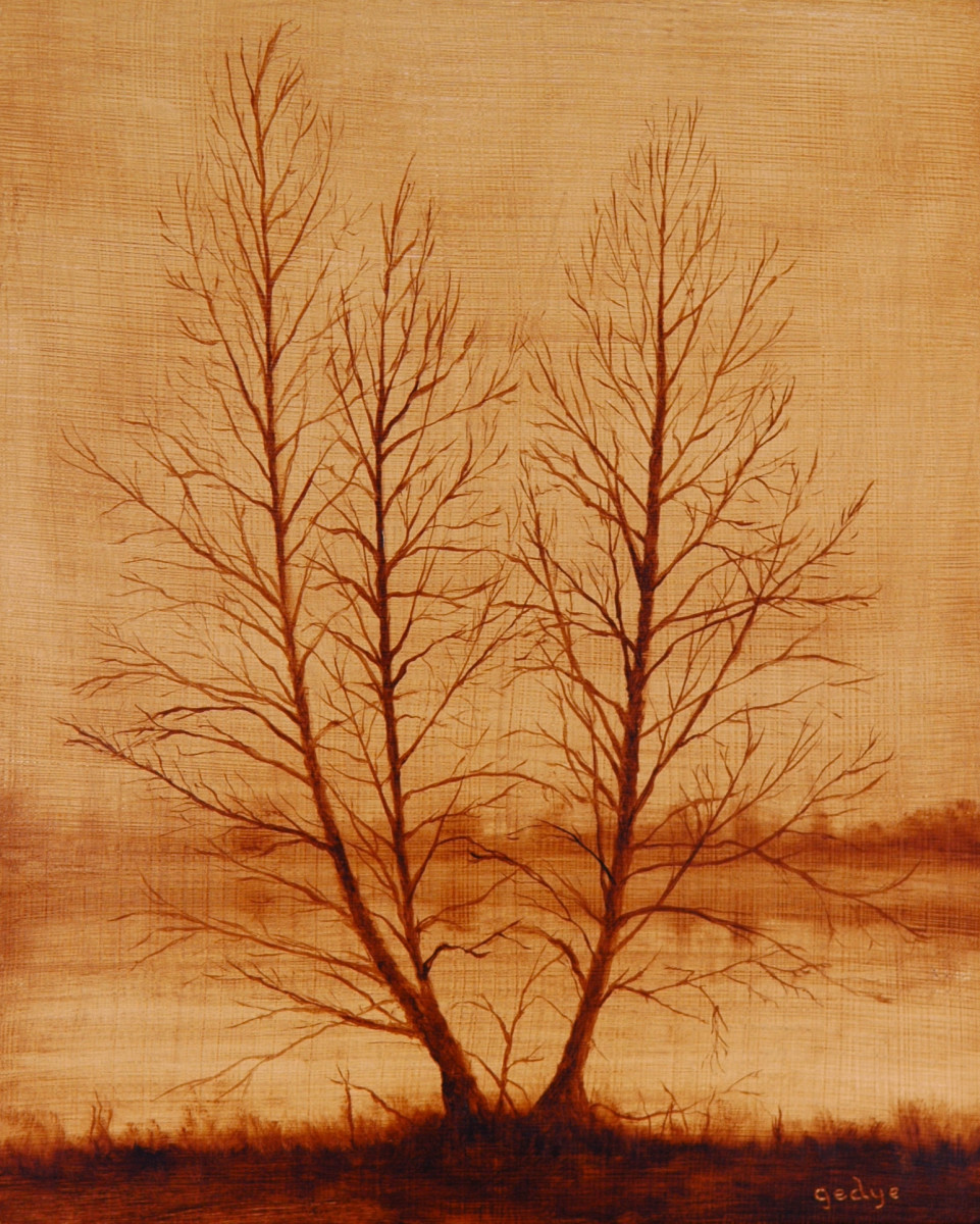 Tree Portrait: Three as One (Sepia Study) by Christine Gedye 