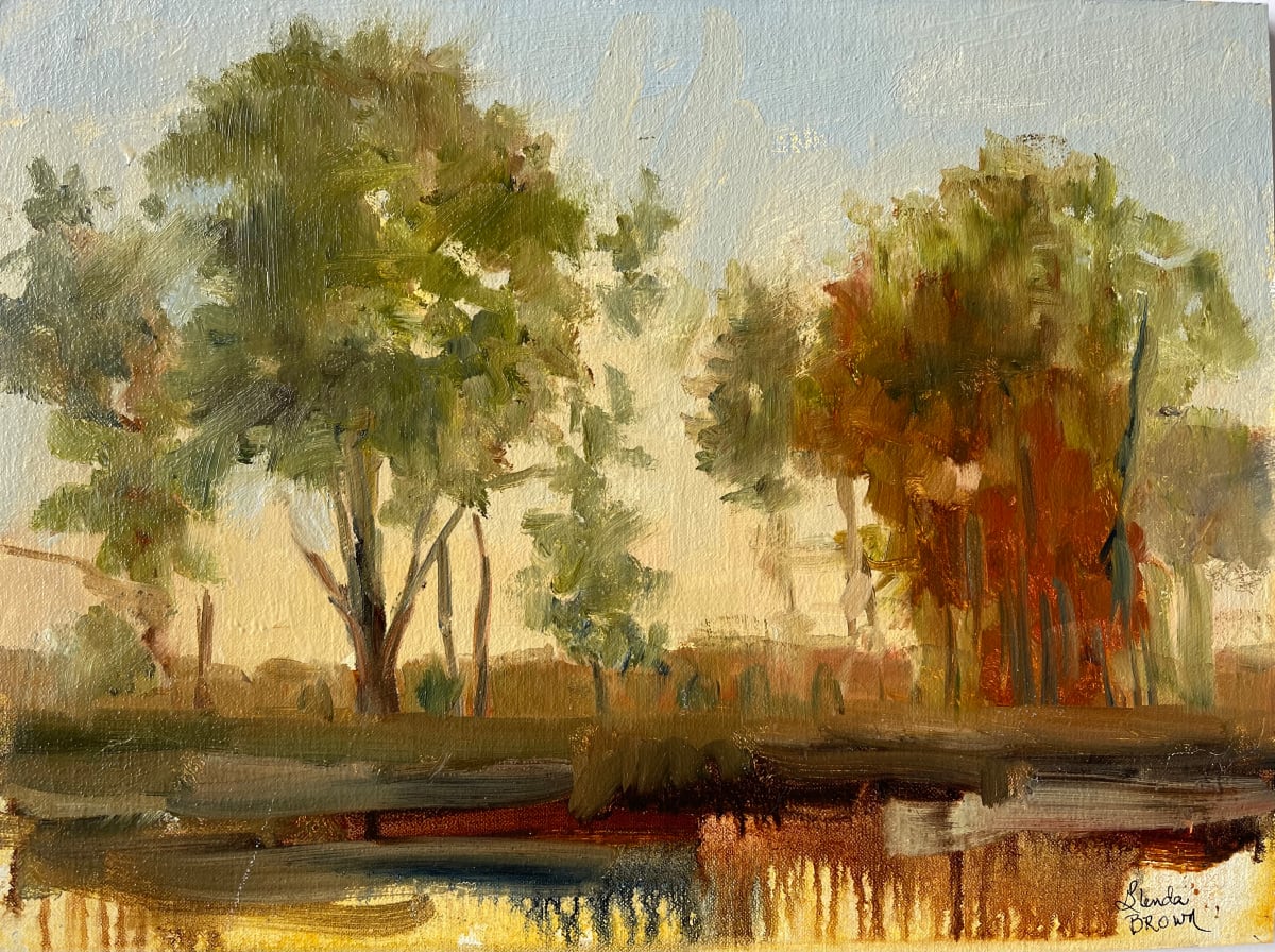 Day Break by Glenda Brown  Image: Wind row of trees at Day Break