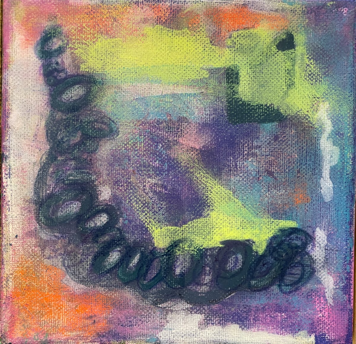 Echoes of Motion I by Will Schmahl  Image: This pair of abstract paintings radiates an energetic interplay of color, texture, and symbolic elements, suggesting movement, transformation, and interconnectedness.


