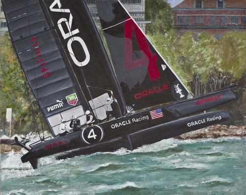 World Cup Race - Naples  Image: Team Oracle in Naples, IT, racing in the 2012 America's Cup trials.