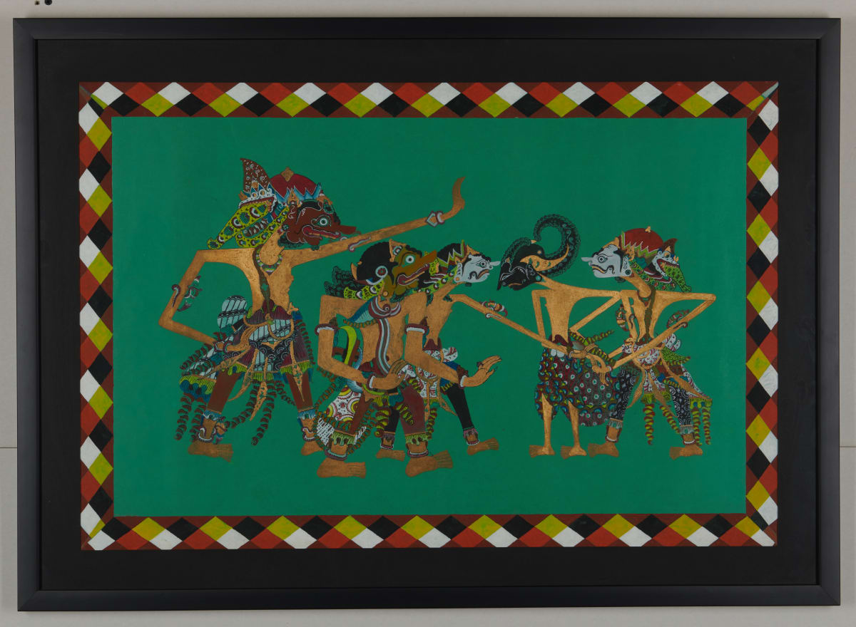 Javanese Wayang Puppet Figures [on green background] by Unknown 