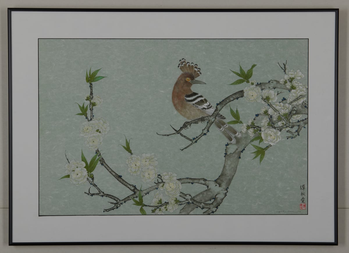 Hoopoe and Peach Blossoms by Pat C Tom 