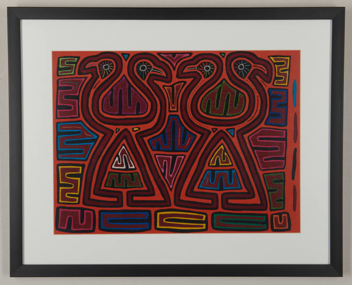 Two Flamingos Mola by Kuna People, San Blas Islands, Panama 