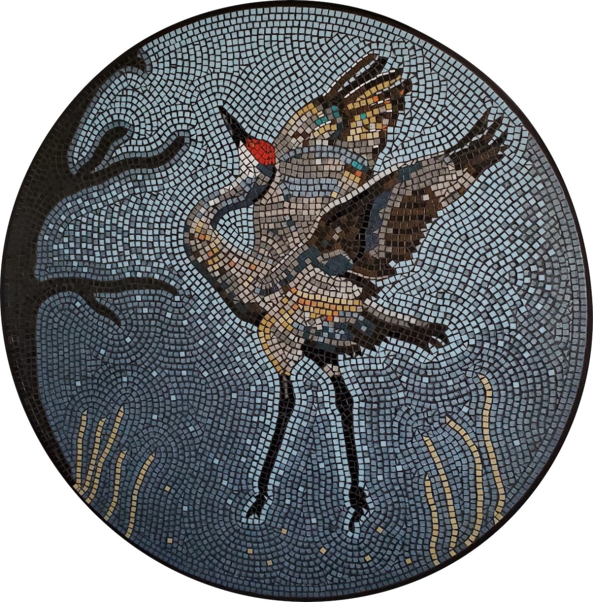 Sandhill Dream by Sue Rose  Image: This mosaic can be backlit or built into a wall as a stained glass window, or simply hung on an interior or exterior wall.