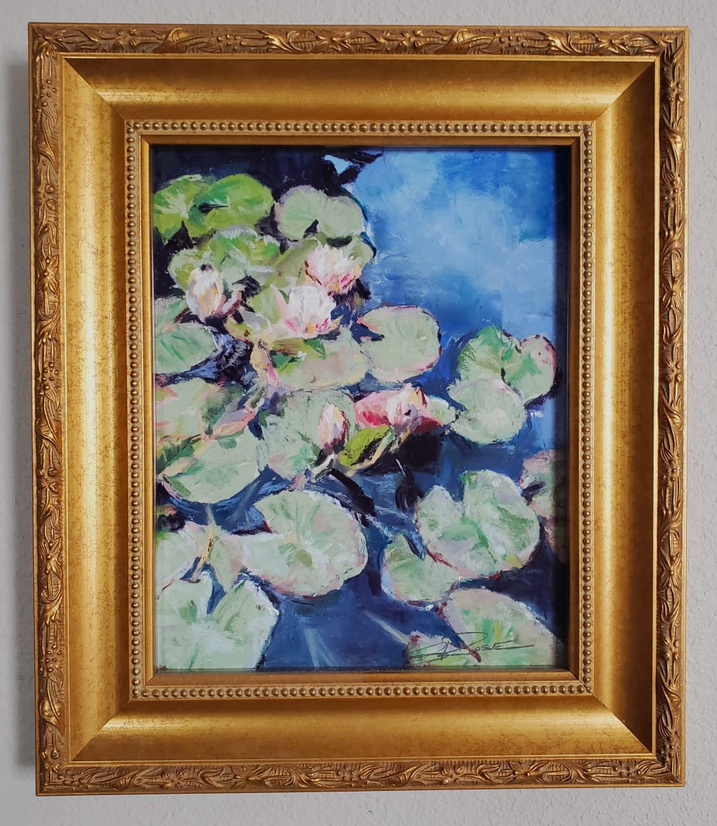 Water Lilies by Sue Rose  Image: Water Lilies of the Denver Botanic Gardens, a pastel painting by Sue Rose