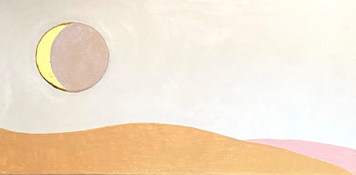 Crescent Moon Landscape in Encaustic by Nell Hergenrather, Image 1.