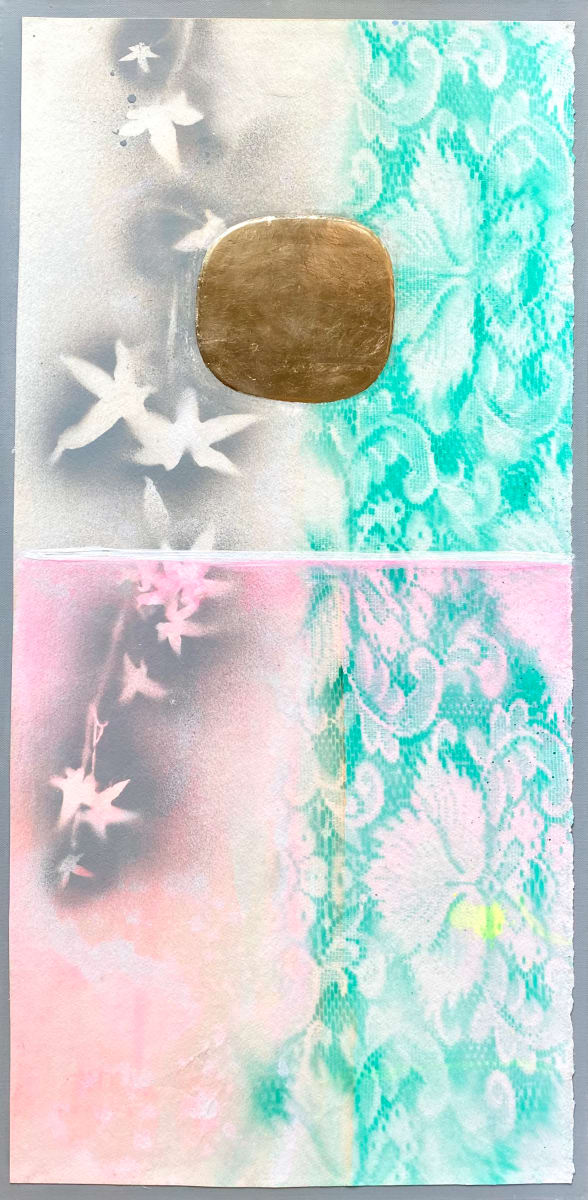 Ivy and Lace by Nell Hergenrather  Image: Encaustic gold moon on Arches paper mounted to a gallery edge canvas
