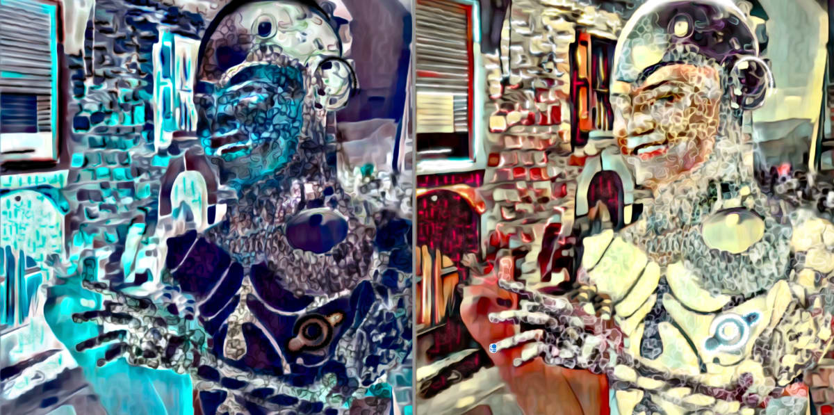 La Pucelle (diptych) by Sergio Cesario  Image: La Pucelle (original: Marcia Scott's portrait in Venice, 2022)