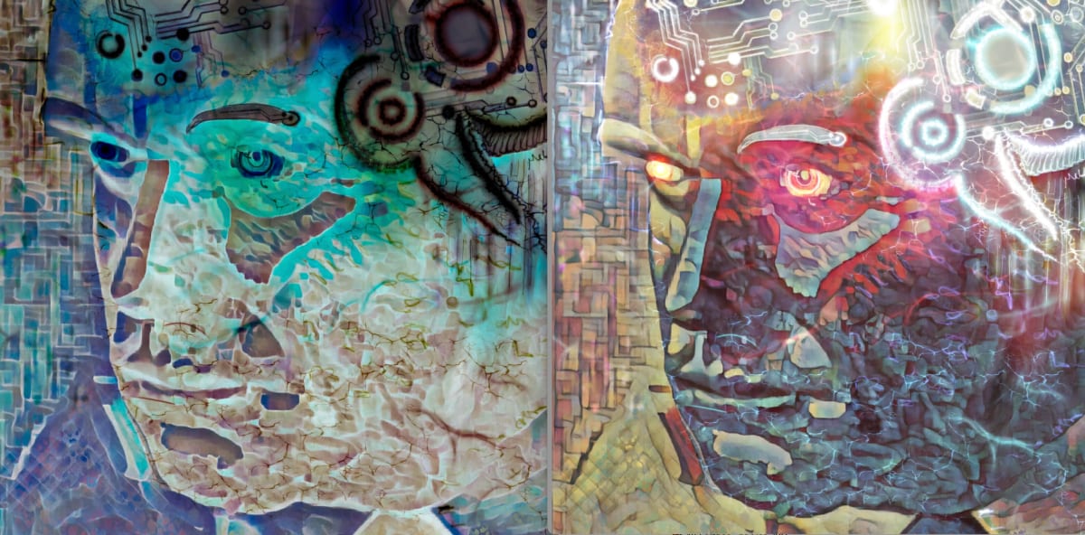 The Fall of Infamy (diptych) by Sergio Cesario  Image: The Fall of Infamy (original: an AI-assisted image of Donald Trump )