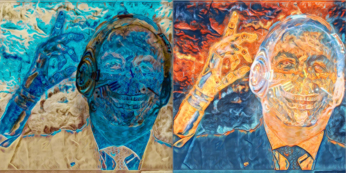 A Myth Dismantled (diptych) by Sergio Cesario  Image: A Myth Dismantled (original: a public domain photograph of Jair Bolsonaro)