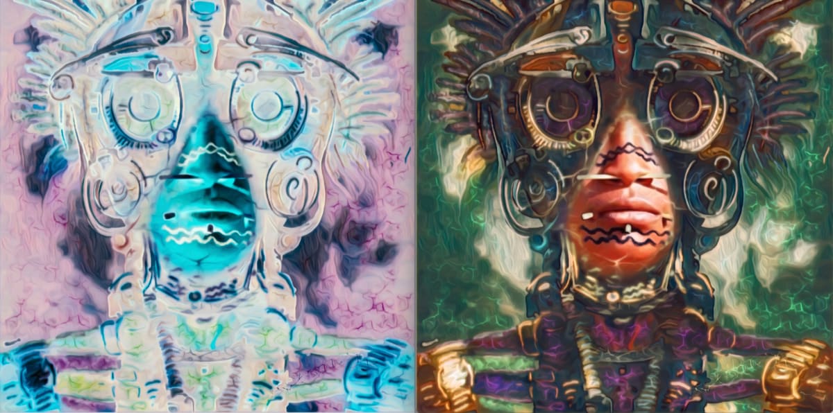 The Remnant (diptych) by Sergio Cesario  Image: The Remnant (original: a yanomami public domain photograph)