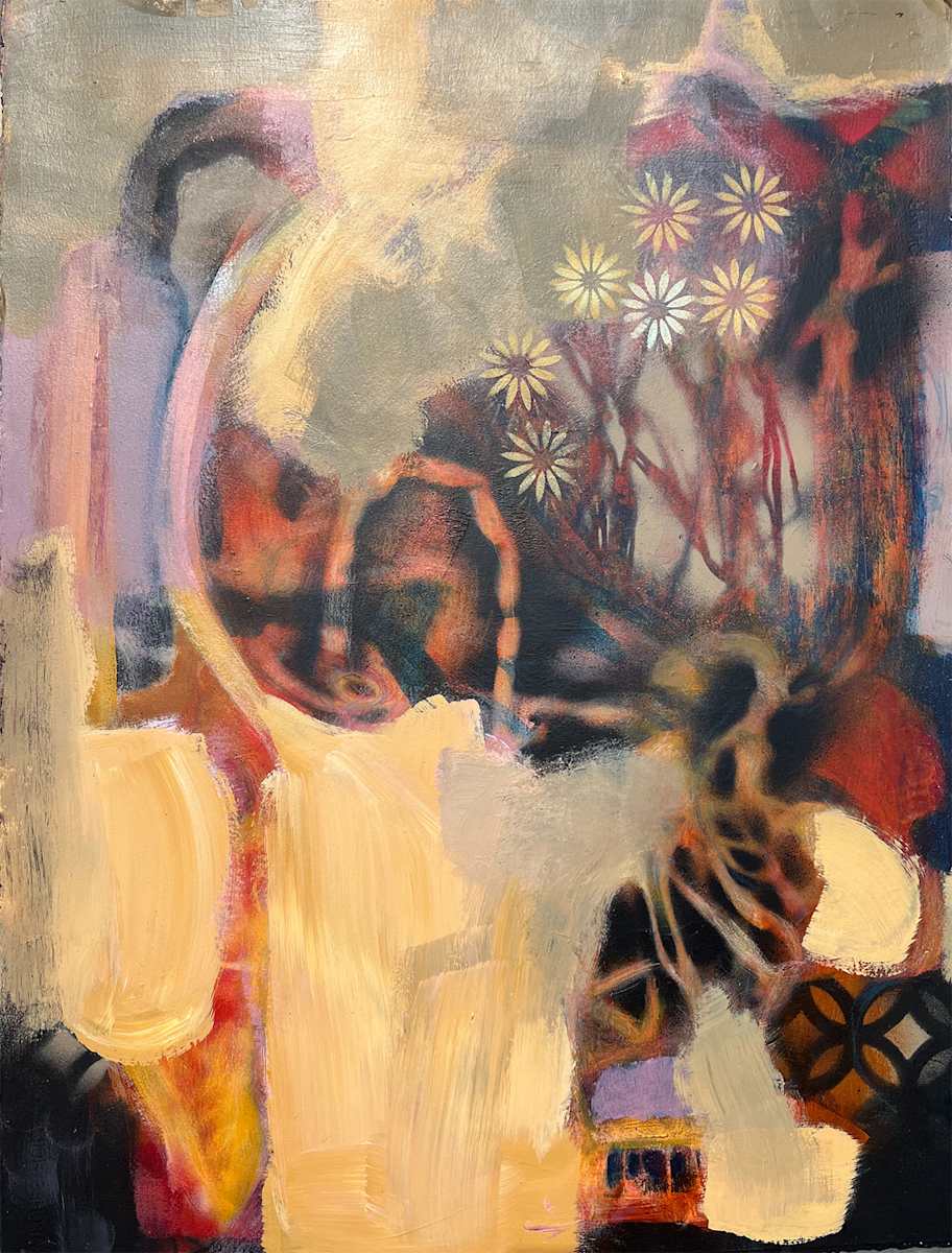 yellowflowersbrownbackground by Pat Goslee, Image 1.