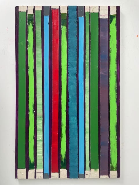 Be Here Now, for Baba  Image: strips of canvas, encaustic