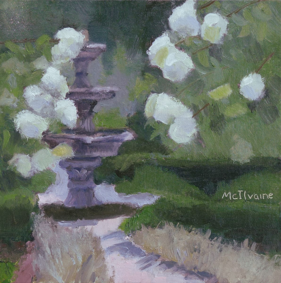 By The Fountain by Joanne McIlvaine  Image: Painted at Plein Air Easton (MD)'s Quick Draw event on 7/22/23
