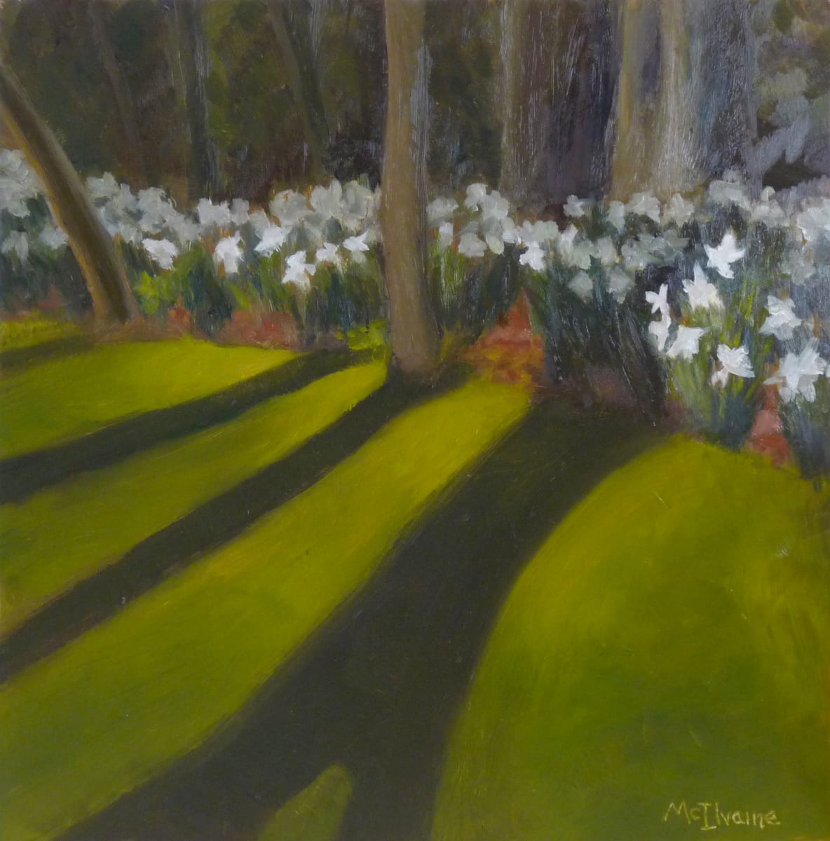 Daffodil Glow by Joanne McIlvaine  Image: Painted at Nissley Winery as part of River Towns Plein Air 2024