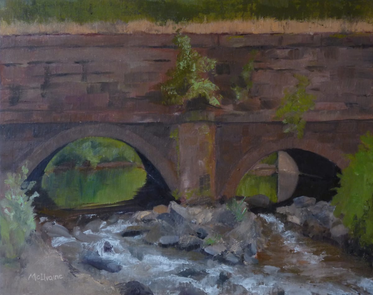 Under The Allegheny Aqueduct by Joanne McIlvaine  Image: Painted at Plein Air West Reading in 2023. 