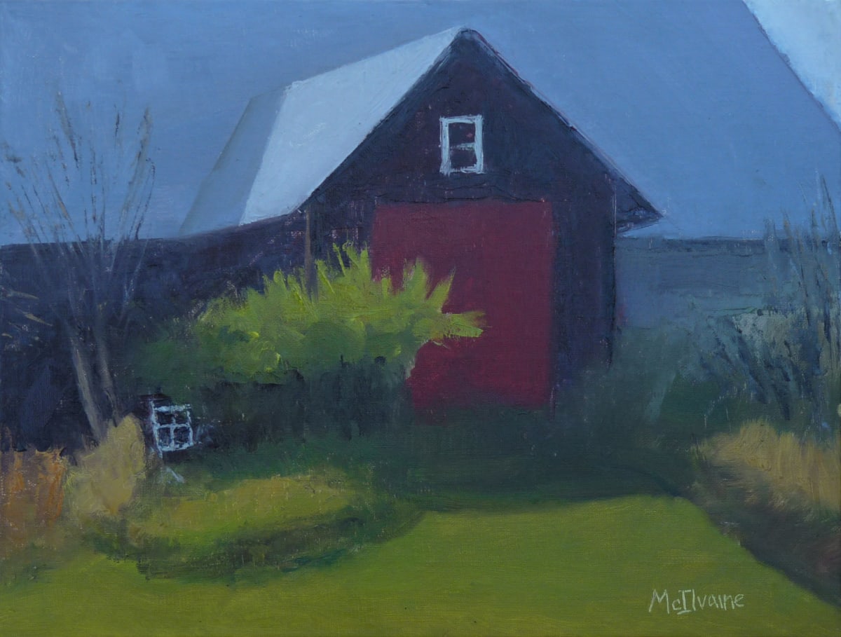 Red Barn Door by Joanne McIlvaine  Image: Painted at Kuerner's farm