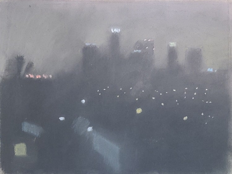 Downtown in Fog from N. Micheltorena 