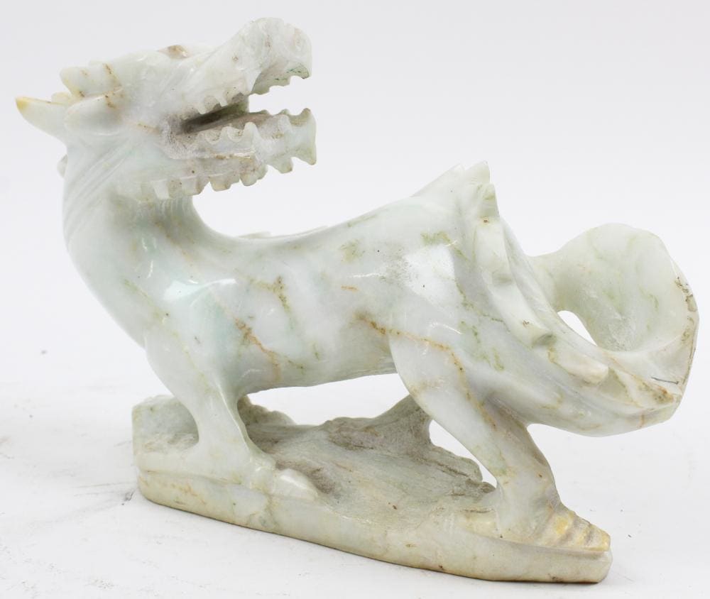 Large 20th c Chinese Carved Jade Dragon 