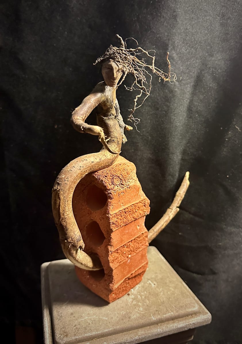 Untitled (driftwood, brick ceramic) by Linda Dempsey 