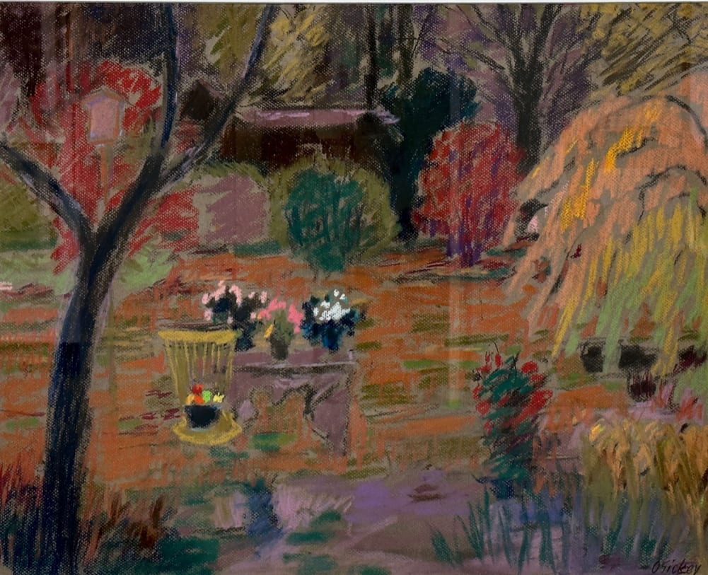 Garden Still Life with Yellow Chair by Joseph B O'Sickey 