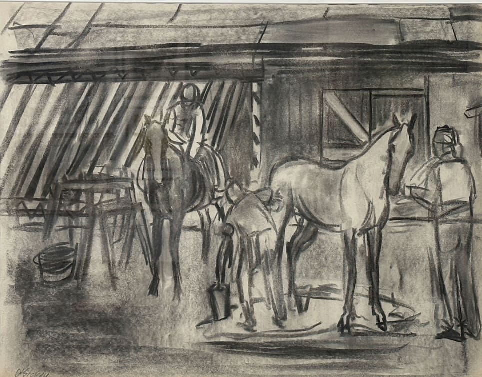 Horse with Rider and Horse with Trainer by Joseph B O'Sickey 