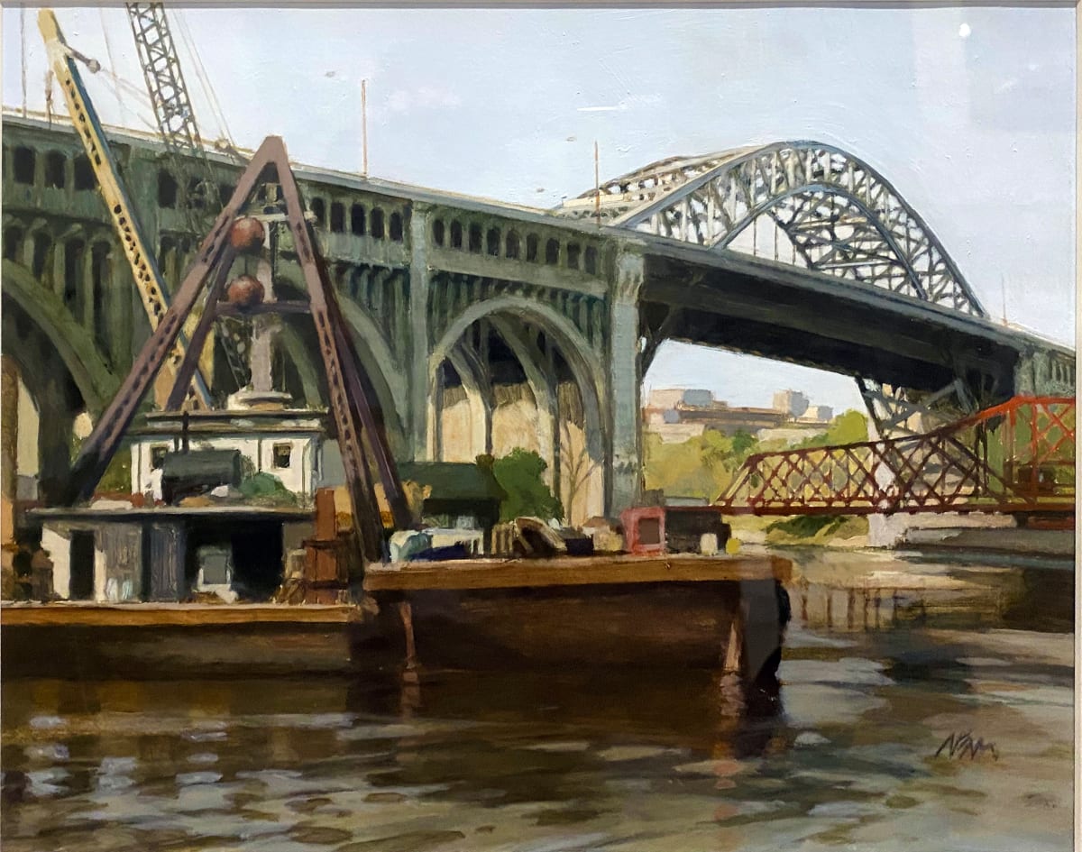 Barges Near Detroit Superior Bridge by Michael Nevin  Image: Silent Auction - Opening Bid: $250