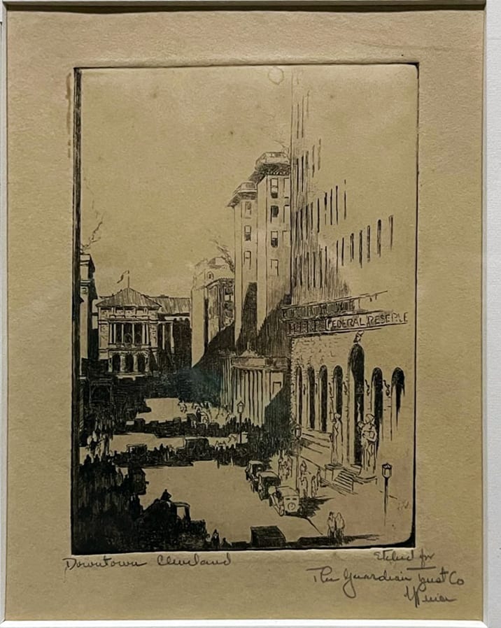 Downtown Cleveland - Drawn for the Guardian Trust Co. by . Pence  Image: Silent Auction - Opening Bid: $50