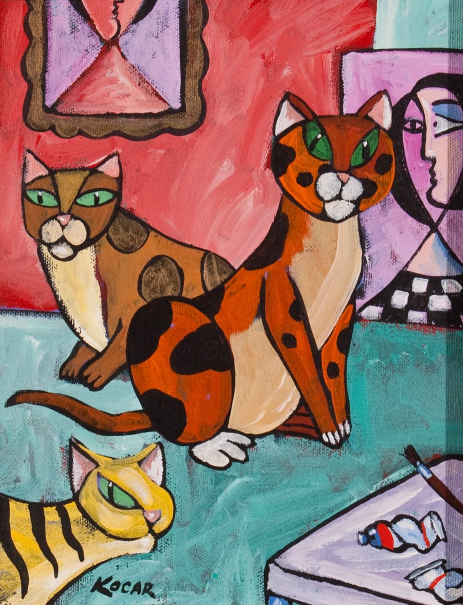 Three Studio Cats by George Kocar 