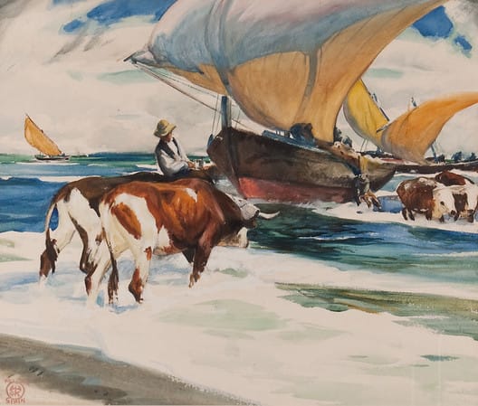 Fishing Boats at Malaga by Henry G. Keller 